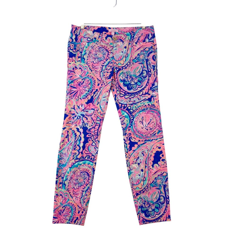 Lilly‎ Pulitzer Kelly Skinny Ankle Pants Drop Me A Lime Women's Sz 4 Preppy